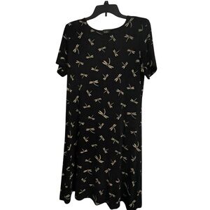 Vintage Teddi Black Dress with Dragonfly Pattern